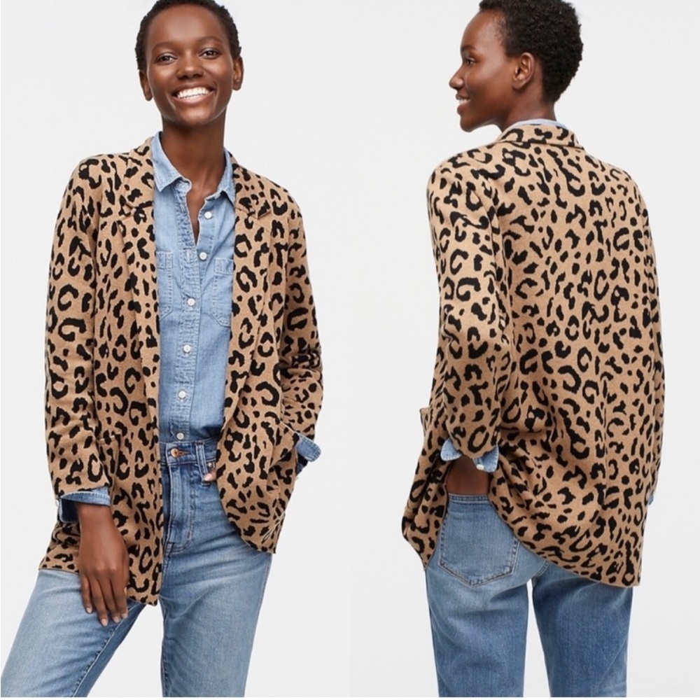 J. Crew Leopard Print Sweater Blazer